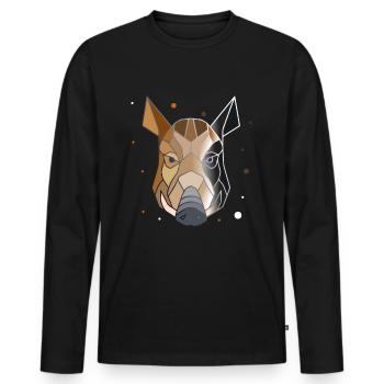 Sanglier Polygone Art Animal Géométrie - T-shirt manches longues Premium bio Homme - noir - Devant - Nico (187cm)