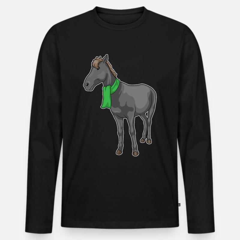 Pferd Schal - Männer Premium Bio Langarmshirt - Schwarz