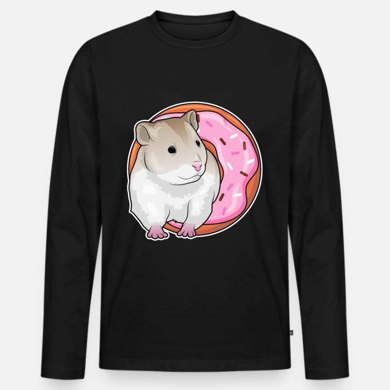 Hamster Donut - Männer Premium Bio Langarmshirt - Schwarz