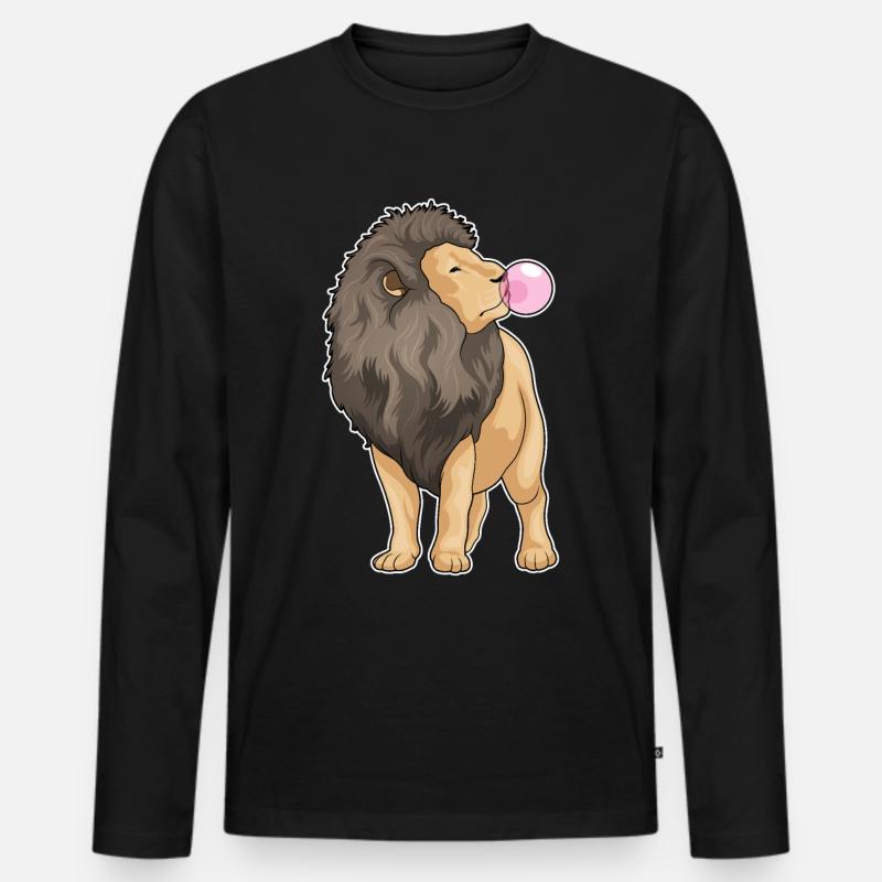 Löwe Kaugummi - Männer Premium Bio Langarmshirt - Schwarz