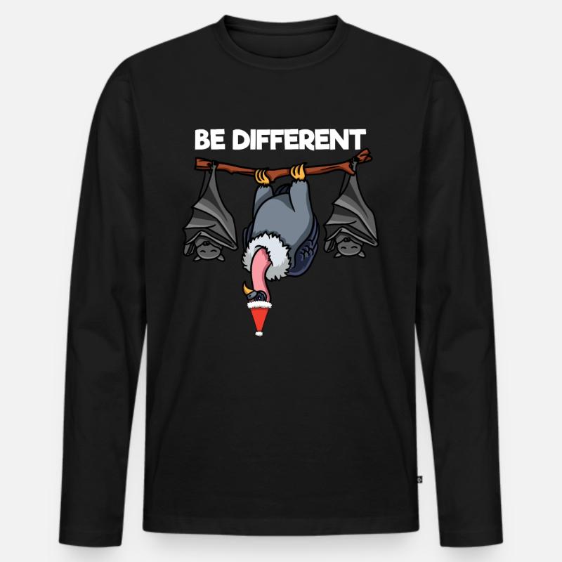 Be Different Aasgeier Vogel Fledermaus - Männer Premium Bio Langarmshirt - Schwarz
