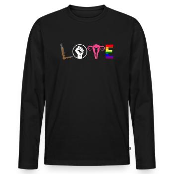 AMOUR LGBT Pride Droits de l’homme Utérus - T-shirt manches longues Premium bio Homme - noir - Devant - Nico (187cm)