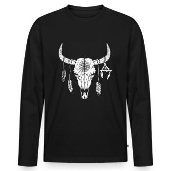 Buffle Crâne Buffle Buffle - T-shirt manches longues Premium bio Homme - noir - Devant - Nico (187cm)