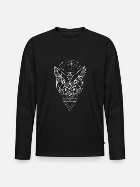 Eule Polygon - Männer Premium Bio Langarmshirt - Schwarz