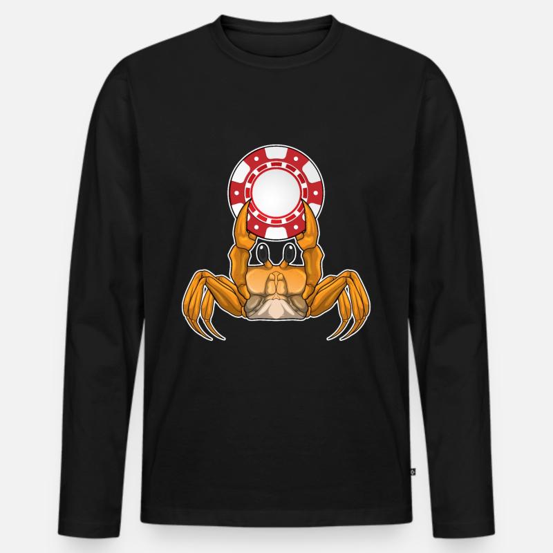 Krabbe Poker Pokerchips - Männer Premium Bio Langarmshirt - Schwarz