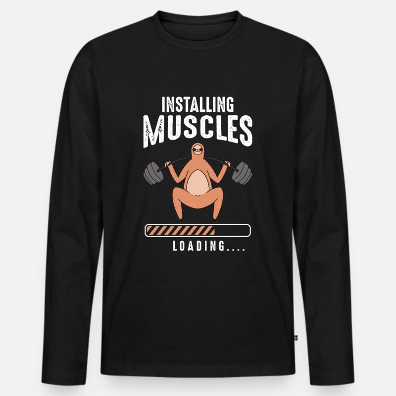 Installing Muscles Loading - Men's Premium Organic Long Sleeve Shirt - black