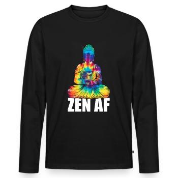 Zen AF Bouddha Namaste Yoga Méditez Entraînement - T-shirt manches longues Premium bio Homme - noir - Devant - Nico (187cm)