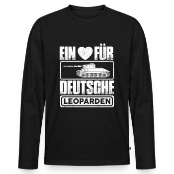 Ein Herz für Deutsche Leoparden Panzer Leopard - Männer Premium Bio Langarmshirt - Schwarz - Vorne - Nico (187cm)