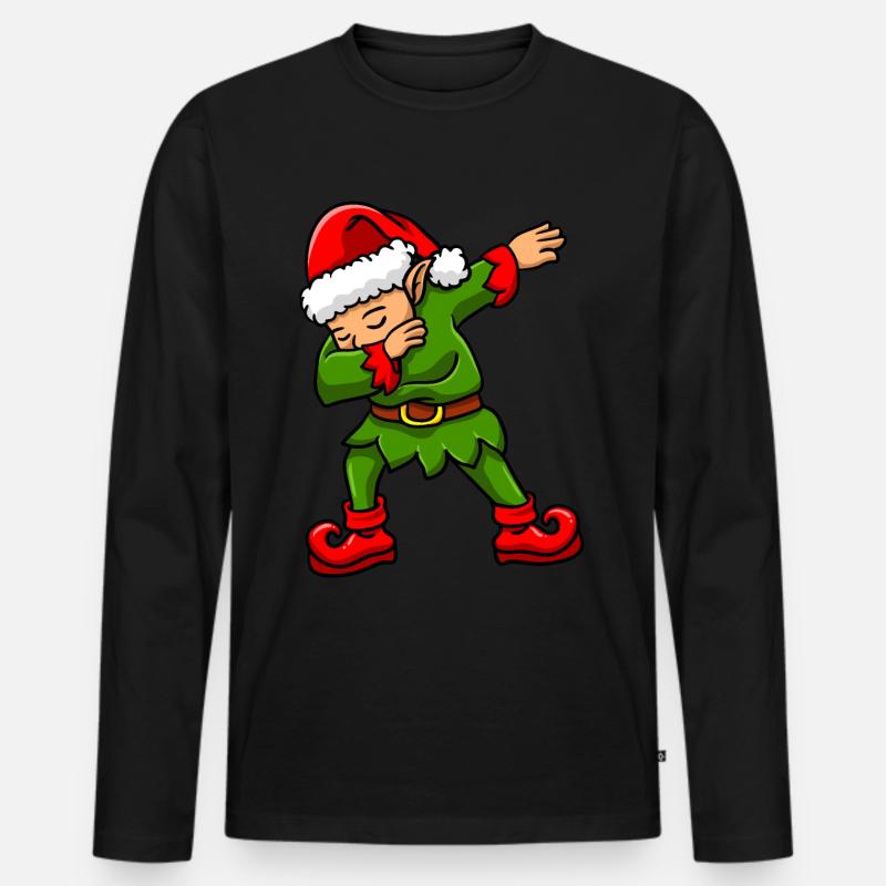 Dabbing Elfe - Männer Premium Bio Langarmshirt - Schwarz