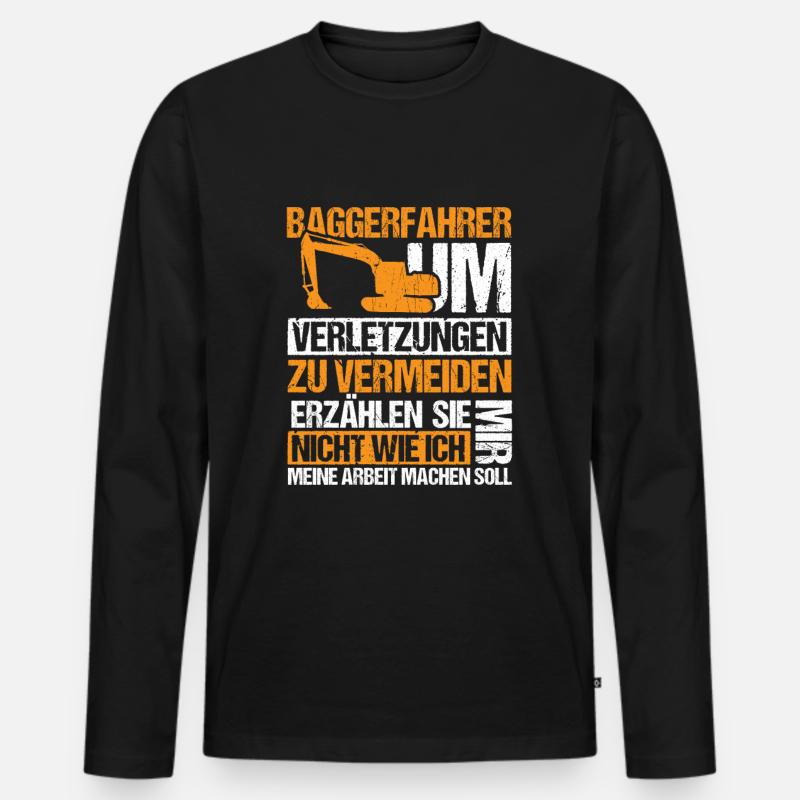 Bagger Baggerfahrer Baustelle - Männer Premium Bio Langarmshirt - Schwarz