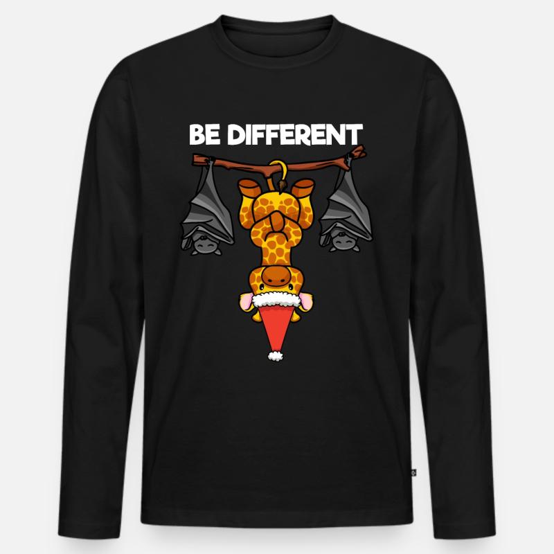 Be Different Giraffe Fledermaus Weihnachtsmann - Männer Premium Bio Langarmshirt - Schwarz