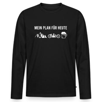Mein Plan für Heute Hand Bike Liegerad Berge Bier - Männer Premium Bio Langarmshirt - Schwarz - Vorne - Nico (187cm)