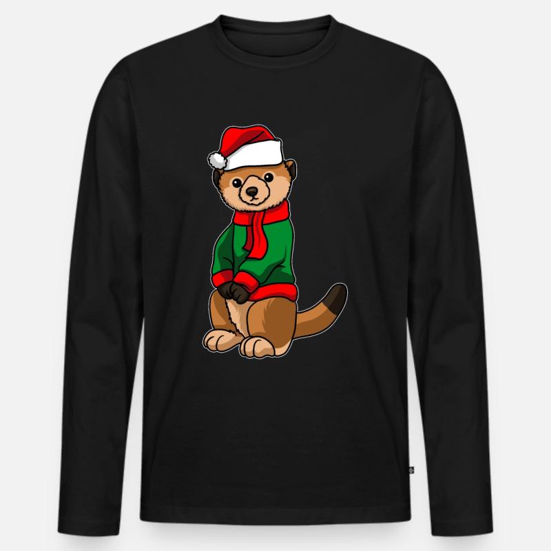 Suricates avec pull de Noël - T-shirt manches longues Premium bio Homme - noir