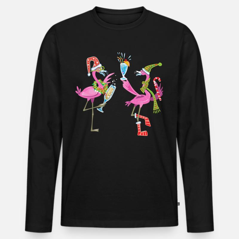 Flamingo-Weihnachten. Weihnachtsgeschenk - Männer Premium Bio Langarmshirt - Schwarz