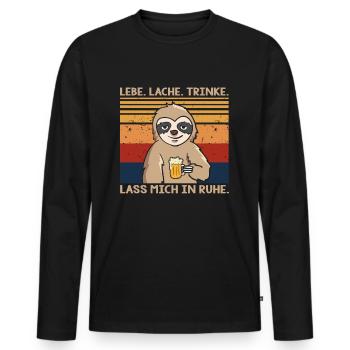 Live laugh Leave me alone Sloth - Men's Premium Organic Long Sleeve Shirt - black - Front - Nico (187cm)