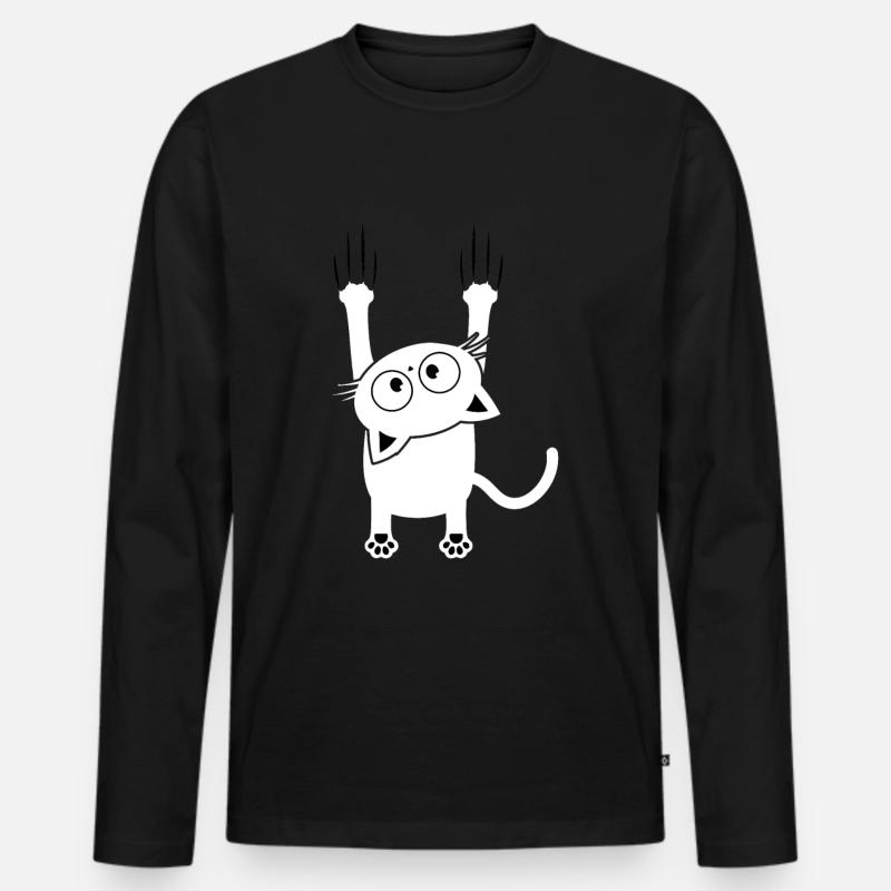 Katze fällt Kratzer Kätzchen - Männer Premium Bio Langarmshirt - Schwarz
