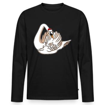 Cygne avec pull de Noël - T-shirt manches longues Premium bio Homme - noir - Devant - Nico (187cm)