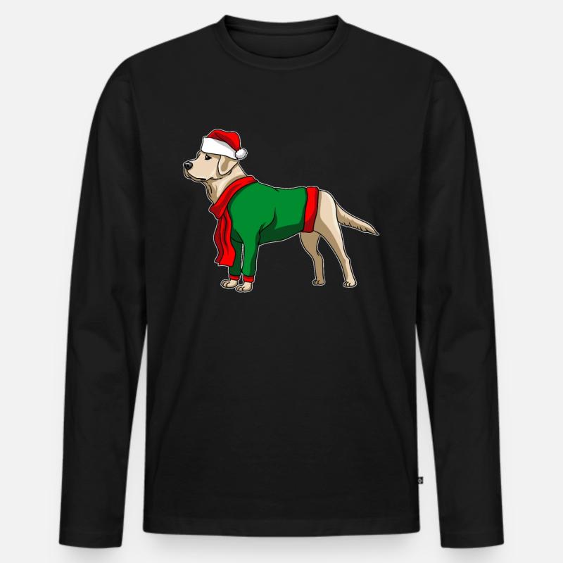 Labrador mit Weihnachtsmütze Weihnachtskostüm - Männer Premium Bio Langarmshirt - Schwarz