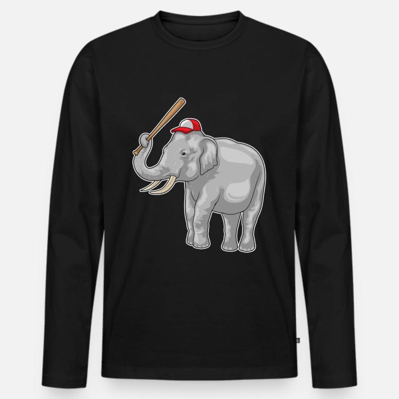 Elefant Baseballschläger Baseball - Männer Premium Bio Langarmshirt - Schwarz