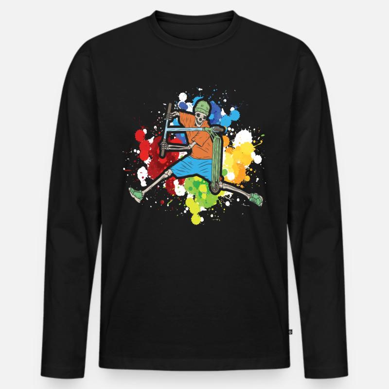 scooter stunt - Männer Premium Bio Langarmshirt - Schwarz