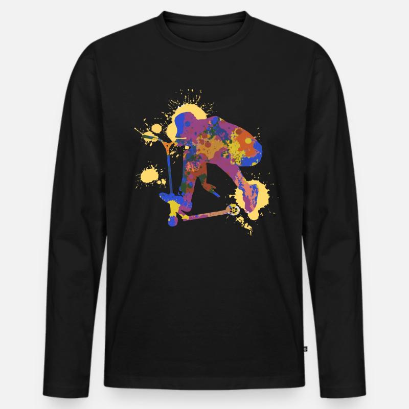 Stunt Scooter - Männer Premium Bio Langarmshirt - Schwarz