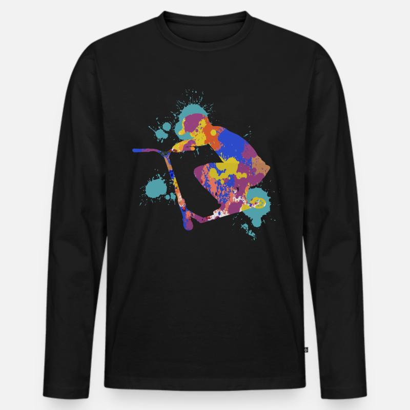 Scooter trick - Männer Premium Bio Langarmshirt - Schwarz