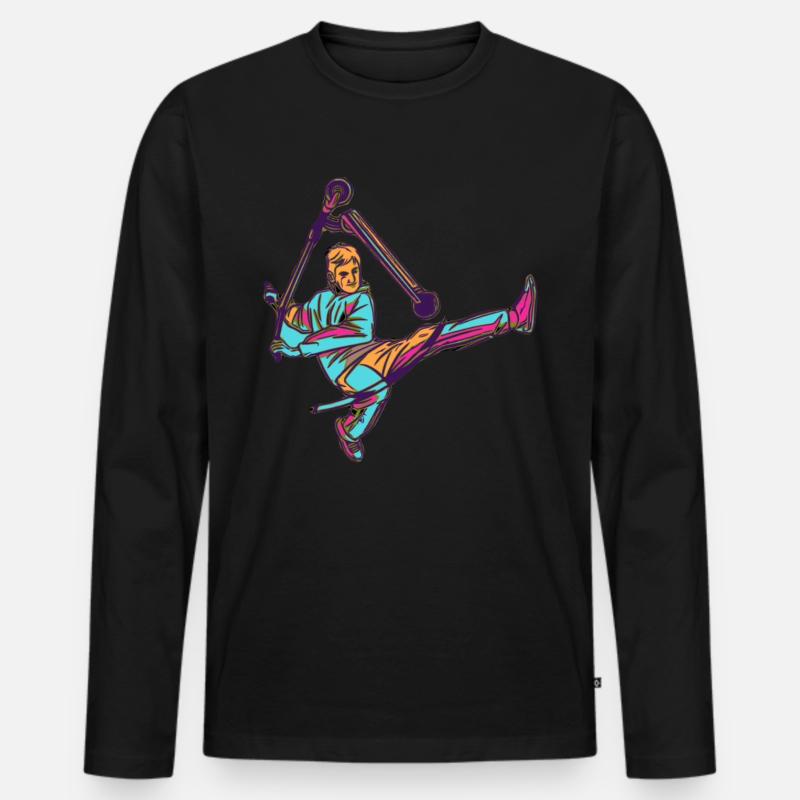 Stunt Scooter - Männer Premium Bio Langarmshirt - Schwarz