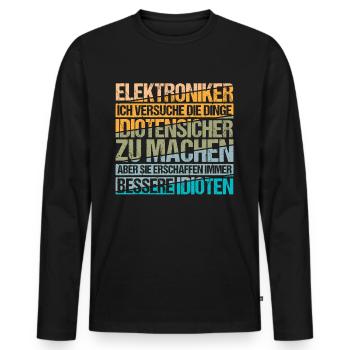 Elektroniker Elektriker Elektrizität - Männer Premium Bio Langarmshirt - Schwarz - Vorne - Nico (187cm)