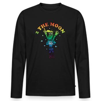 Vers la lune - T-shirt manches longues Premium bio Homme - noir - Devant - Nico (187cm)