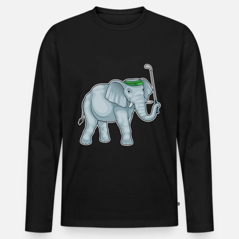 Elefant Golf Golfschläger - Männer Premium Bio Langarmshirt - Schwarz