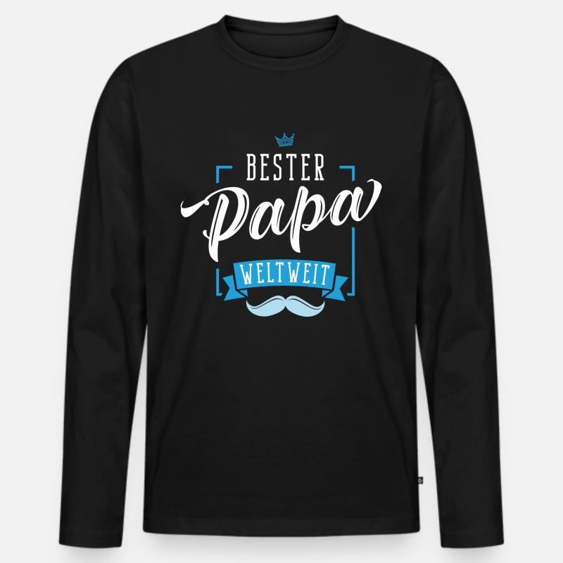 Bester Papa weltweit Vater Geschenk - Männer Premium Bio Langarmshirt - Schwarz