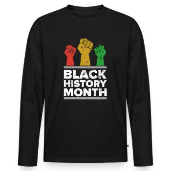 Black History Month - Männer Premium Bio Langarmshirt - Schwarz - Vorne - Nico (187cm)
