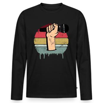Microphone Retro - T-shirt manches longues Premium bio Homme - noir - Devant - Nico (187cm)