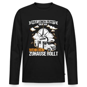 Camping Urlaub Reisen - Männer Premium Bio Langarmshirt - Schwarz - Vorne - Nico (187cm)