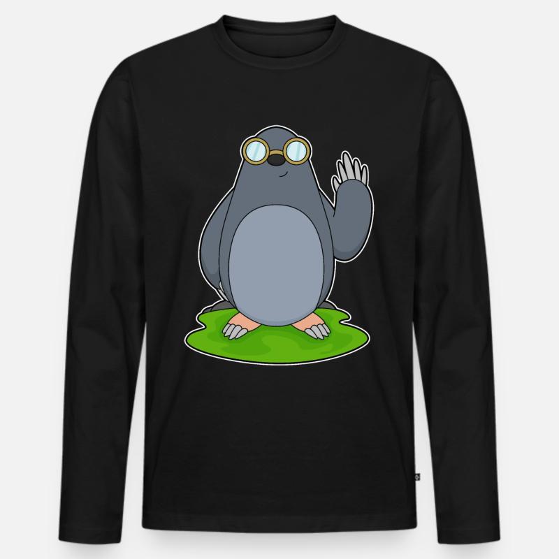 Maulwurf Brille - Männer Premium Bio Langarmshirt - Schwarz