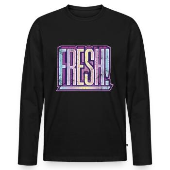 Cool saying Fresh - Men's Premium Organic Long Sleeve Shirt - black - Front - Nico (187cm)