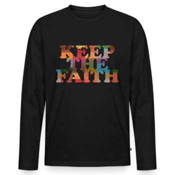 Keep the Faith - Männer Premium Bio Langarmshirt - Schwarz - Vorne - Nico (187cm)