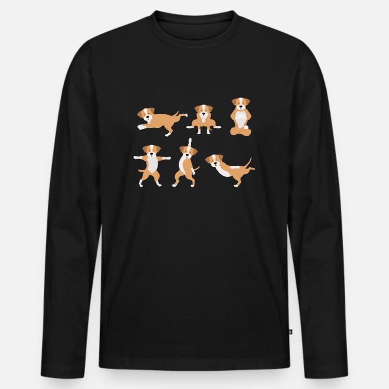 Yoga Hund - Männer Premium Bio Langarmshirt - Schwarz