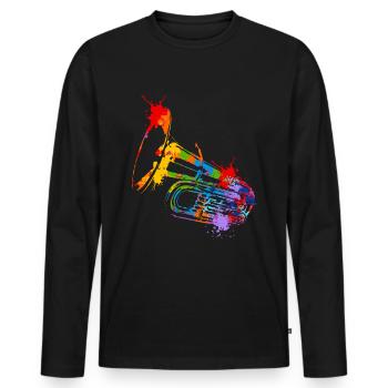 Splash Tuba - T-shirt manches longues Premium bio Homme - noir - Devant - Nico (187cm)