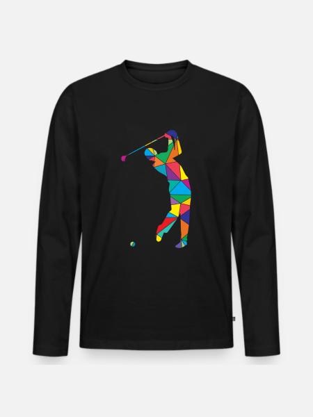 Low Poly Golfer Polygon Golf - T-shirt manches longues Premium bio Homme - noir