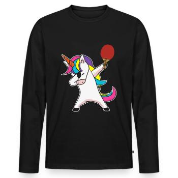 Dabbing Einhorn Tischtennis - Männer Premium Bio Langarmshirt - Schwarz - Vorne - Nico (187cm)