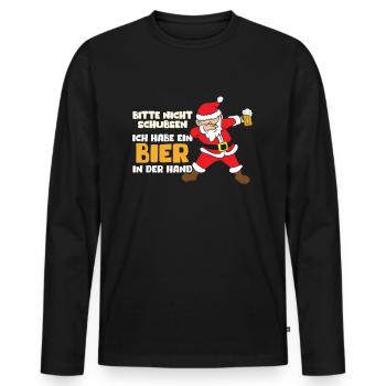 Bitte Nicht Schubsen Ich Habe Bier In Der Hand - Männer Premium Bio Langarmshirt - Schwarz - Vorne - Nico (187cm)