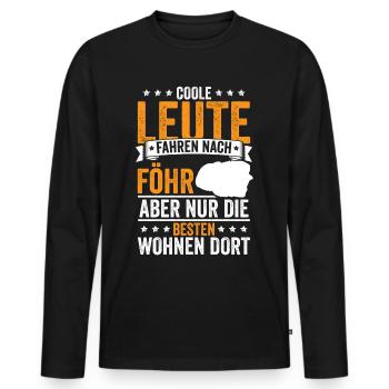 Föhr Insel Heimat - Männer Premium Bio Langarmshirt - Schwarz - Vorne - Nico (187cm)