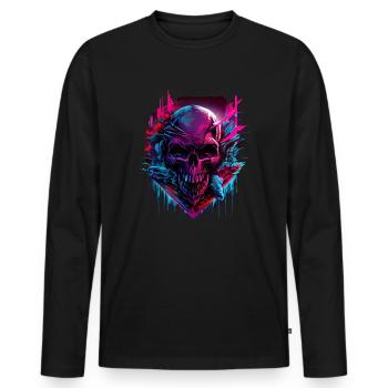 Skull Colorful Cloud - Männer Premium Bio Langarmshirt - Schwarz - Vorne - Nico (187cm)