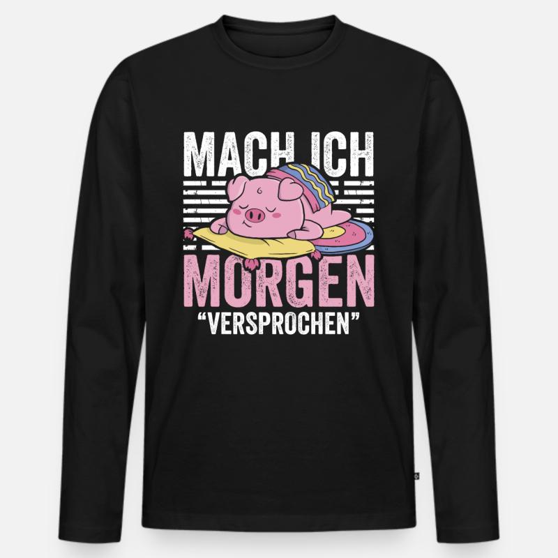 Mach ich Morgen Faulenzer - Männer Premium Bio Langarmshirt - Schwarz