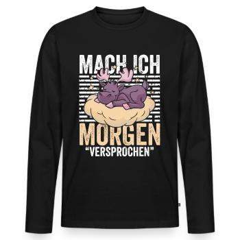 Mach ich Morgen Versprochen - Männer Premium Bio Langarmshirt - Schwarz - Vorne - Nico (187cm)