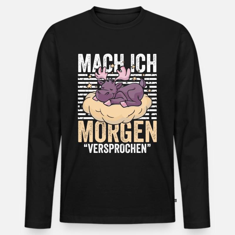 Mach ich Morgen Versprochen - Männer Premium Bio Langarmshirt - Schwarz
