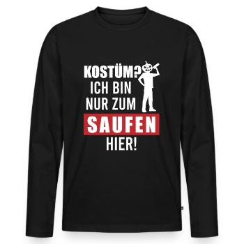 Kostum? Ich bin nur zum Saufen hier - Männer Premium Bio Langarmshirt - Schwarz - Vorne - Nico (187cm)