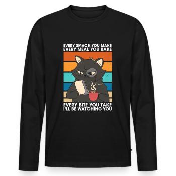 Chaque claque chaque repas chaque bouchée que je vais regarder - T-shirt manches longues Premium bio Homme - noir - Devant - Nico (187cm)