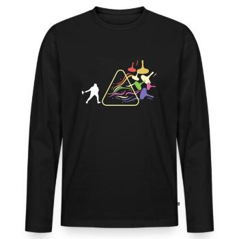 Prisma Eisstock Licht Dreieck Lichtspektrum - Männer Premium Bio Langarmshirt - Schwarz - Vorne - Nico (187cm)